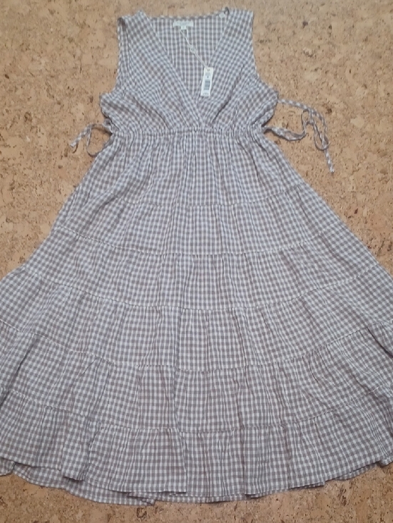 Max Studio Dresses & Skirts - Max Studio Sleeveless Brown/Tan Gingham Maxi Dress Size S NWT